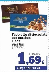 Sigma Lindt tavolette di cioccolato con nocciole vari tipi offerta