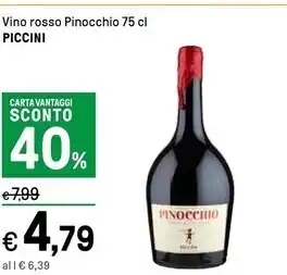 Iper La Grande Piccini vino rosso pinocchio offerta
