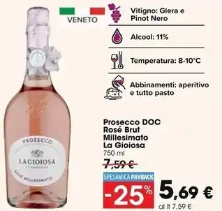 Carrefour Market La gioiosa prosecco doc rosé brut millesimato offerta