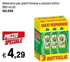 Iper La Grande Nelsen detersivo per piatti limone o carboni attivi offerta
