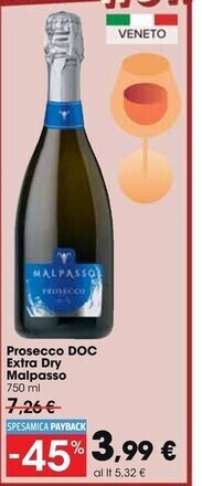 Carrefour Market Malpasso prosecco doc extra dry offerta