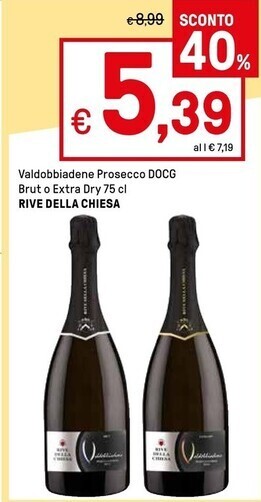 Iper La Grande Rive della chiesa valdobbiadene prosecco docg brut o extra dry offerta