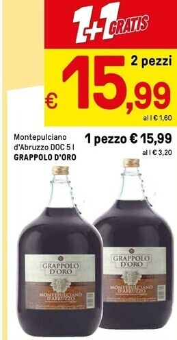 Iper La Grande Grappolo d'oro montepulciano d'abruzzo doc offerta