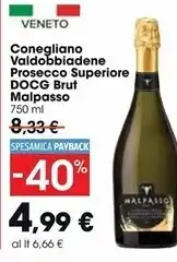 Carrefour Market Malpasso conegliano valdobbiadene prosecco superiore docg brut offerta