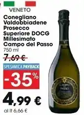 Carrefour Market Campo del passo conegliano valdobbiadene prosecco superiore docg millesimato offerta