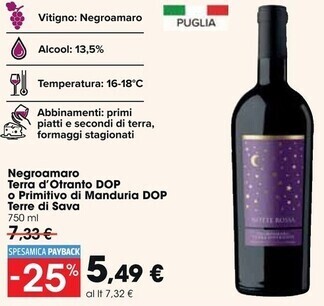Carrefour Market Terre di sava negroamaro terra d'otranto dop o primitivo di manduria dop offerta