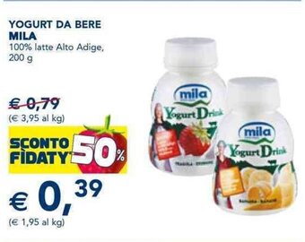 Esselunga YOGURT DA BERE MILA 100% latte Alto Adige, 200 g offerta