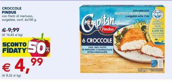 Esselunga CROCCOLE FINDUS con filetti di merluzzo, surgelate, conf. 6x100 g offerta