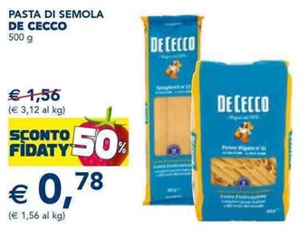 Esselunga PASTA DI SEMOLA DE CECCO 500 g offerta
