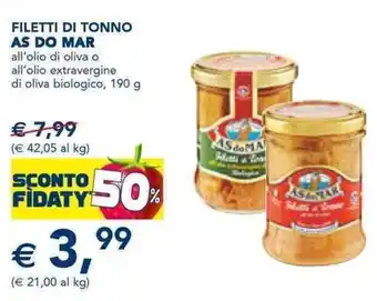Esselunga FILETTI DI TONNO AS DO MAR all'olio di oliva o , 190 g offerta