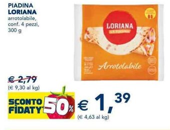 Esselunga PIADINA LORIANA arrotolabile, conf. 4 pezzi, 300 g offerta