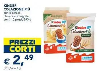 Esselunga KINDER COLAZIONE PIÙ con 5 cereali, classica o integrale, conf. 10 pezzi, 290 g offerta