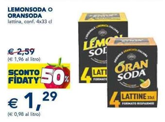 Esselunga LEMONSODA O ORANSODA lattina, conf. 4x33 cl offerta