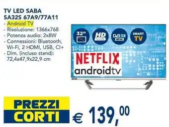 Esselunga TV LED SABA SA325 67A9/77A11 offerta