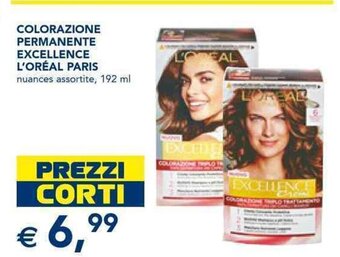 Esselunga COLORAZIONE PERMANENTE EXCELLENCE L'ORÉAL PARIS nuances assortite, 192 ml offerta