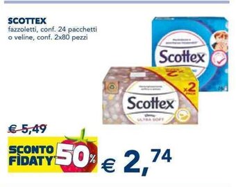 Esselunga SCOTTEX fazzoletti, conf. 24 pacchetti o veline, conf. 2x80 pezzi offerta