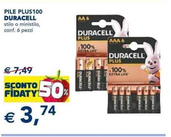 Esselunga PILE PLUS100 DURACELL stilo o ministilo, conf. 6 pezzi offerta