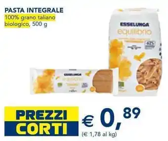 Esselunga PASTA INTEGRALE 100% grano taliano biologico, 500 g offerta