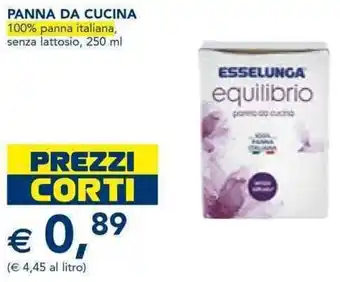 Esselunga PANNA DA CUCINA 100% panna italiana, senza lattosio, 250 ml offerta
