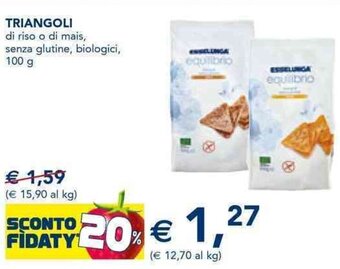 Esselunga TRIANGOLI di riso o di mais, senza glutine, biologici, 100 g offerta
