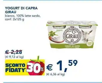 YOGURT DI CAPRA GIRAU bianco, 100% latte sardo, conf. 2x125 g