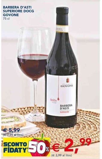 Esselunga BARBERA D'ASTI SUPERIORE DOCG GOVONE 75 cl offerta
