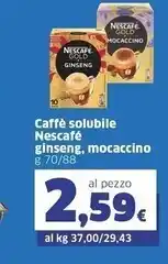 Sigma Nescafé caffe solubile ginseng, mocaccino offerta