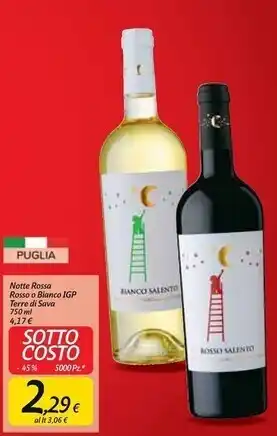 Carrefour Market Terre di sava notte rossa rosso o bianco igp offerta