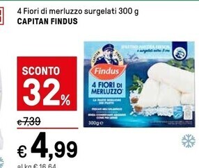 Iper La Grande Capitan findus 4 fiori di merluzzo surgelati offerta