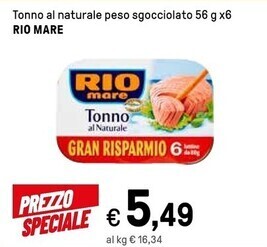 Iper La Grande Rio mare tonno al naturale peso sgocciolato offerta