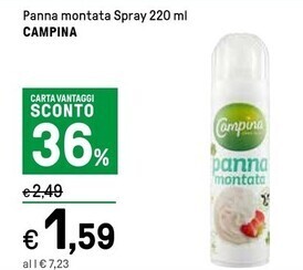 Iper La Grande Campina panna montata spray offerta