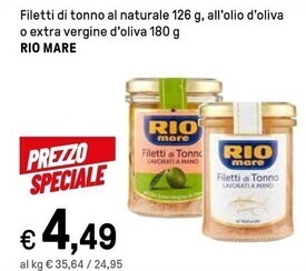 Iper La Grande Rio mare filetti di tonno al naturale offerta