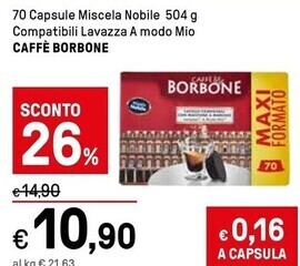 Iper La Grande Caffe borbone 70 capsule miscela nobile offerta
