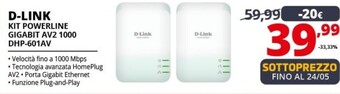 Comet D link kit powerline gigabit av2 1000 dhp-601av offerta