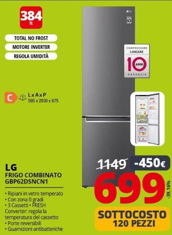 Comet Lg frigo combinato gbp62dsncn1 offerta