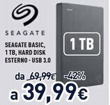 Unieuro Seagate basic 1 tb , hard disk esterno - usb 3.0 offerta