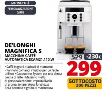Comet De longhi magnifica s macchina caffè automatica ecam21.110.w offerta