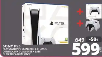 Sony ps5 playstation 5 standard c chassis + controller dualsense + base di ricarica dualsense