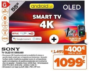 Expert SONY TV OLED 55 XR55A80 offerta