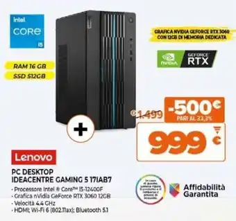 Expert Lenovo PC DESKTOP IDEACENTRE GAMING 5 17IAB7 offerta