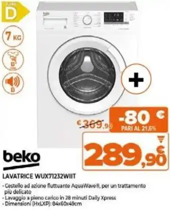 Expert beko LAVATRICE WUX71232WIIT offerta
