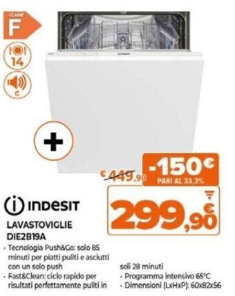 Expert Indesit LAVASTOVIGLIE DIE2B19A offerta