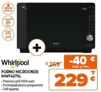 Expert Whirlpool FORNO MICROONDE MWF427SL offerta
