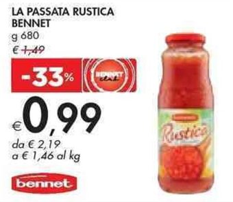 Bennet LA PASSATA RUSTICA BENNET g 680 offerta