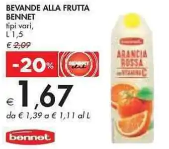 Bennet BEVANDE ALLA FRUTTA BENNET L 1,5 offerta