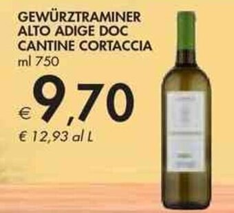 Bennet GEWÜRZTRAMINER ALTO ADIGE DOC CANTINE CORTACCIA ml 750 offerta