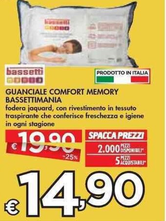 Bennet GUANCIALE COMFORT MEMORY BASSETTIMANIA offerta