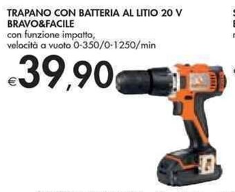 Bennet TRAPANO CON BATTERIA AL LITIO 20 V BRAVO&FACILE offerta