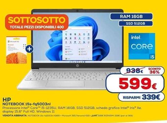 Euronics HP NOTEBOOK 15s-fq5003nl offerta