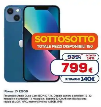 Euronics iPhone 13 128GB offerta